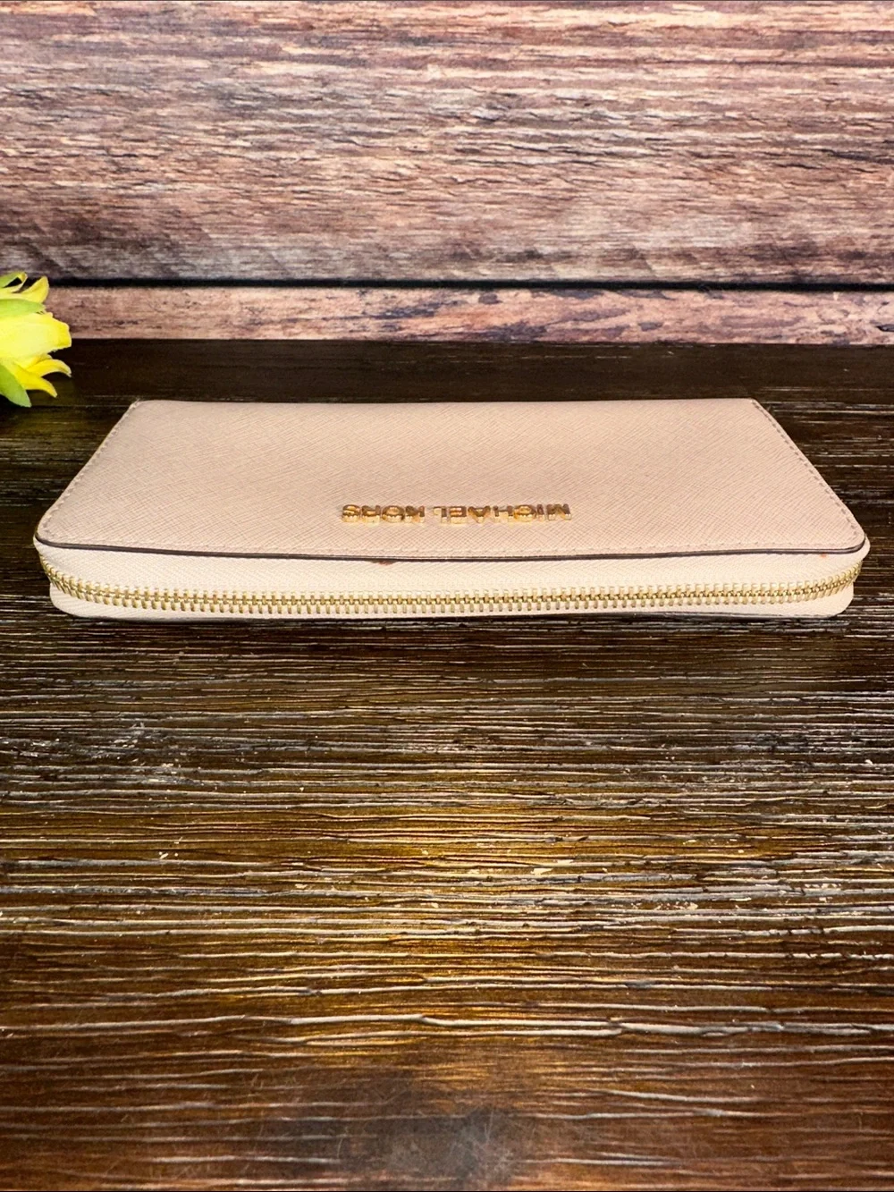 Michael Kors Blush Sand Brown Saffiano Zip-Around Wallet!